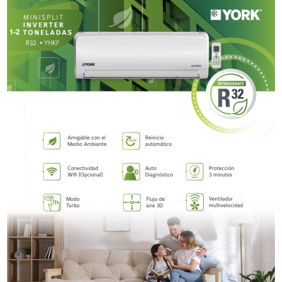 INVERTER 1T MINI SPLIT F/C YORK 110V R32 17 SEER MODELO DE SET YHKF12ZX6AXTORX INVERTER 1T MINI SPLIT F/C YORK 110V R32 17 SEER MODELO DE SET YHKF12ZX6AXTORX